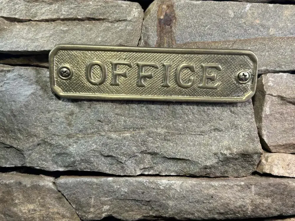 Solid Brass OFFICE door plaque sign with screws